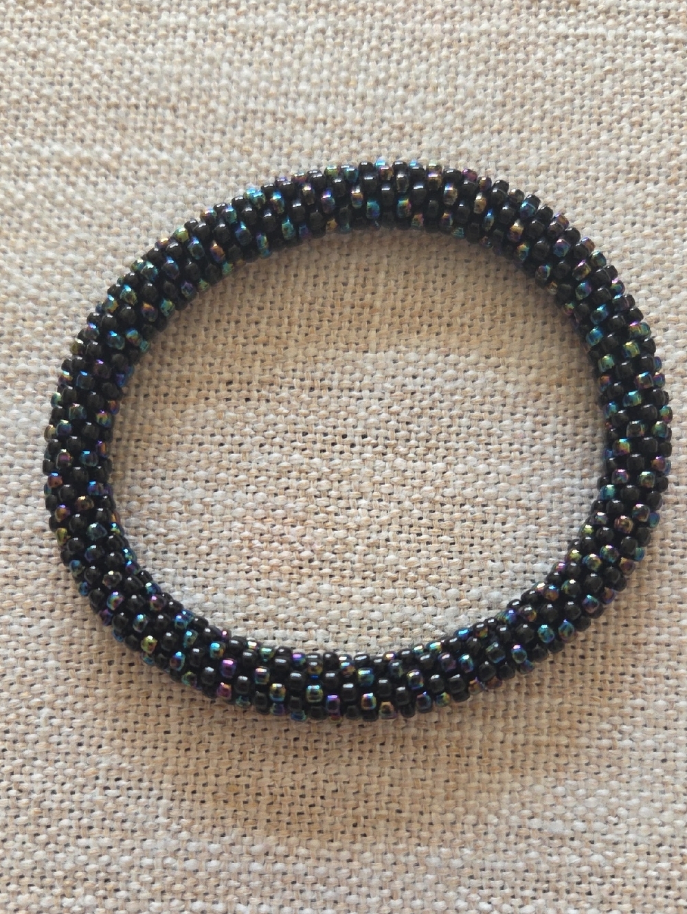 Sashka Co. Iridescent Black Seed Bead Bracelet